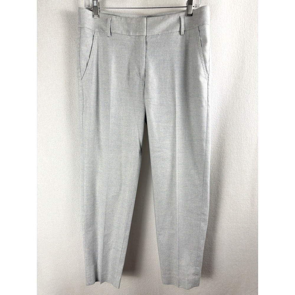 Ann Taylor LOFT Women Light Blue Grey Linen Blend Slim Ankle Pants Size 6 426857